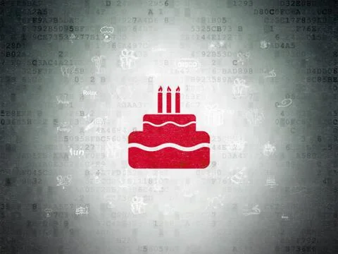 Holiday concept: Cake on Digital Data Paper background Stockillustratie