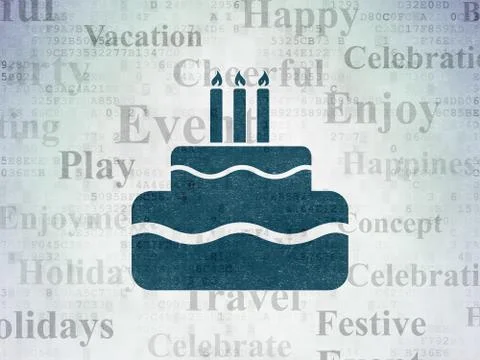 Holiday concept: Cake on Digital Data Paper background Stock Illustration
