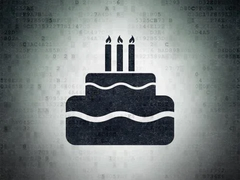 Holiday concept: Cake on Digital Data Paper background 库存插图