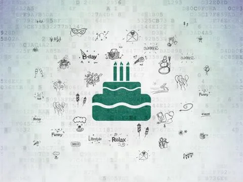 Holiday concept: Cake on Digital Data Paper background イラスト素材