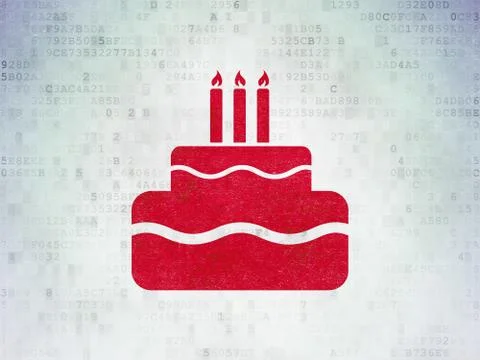 Holiday concept: Cake on Digital Data Paper background 库存插图