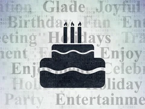 Holiday concept: Cake on Digital Data Paper background イラスト素材