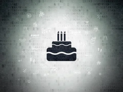 Holiday concept: Cake on Digital Data Paper background 库存插图