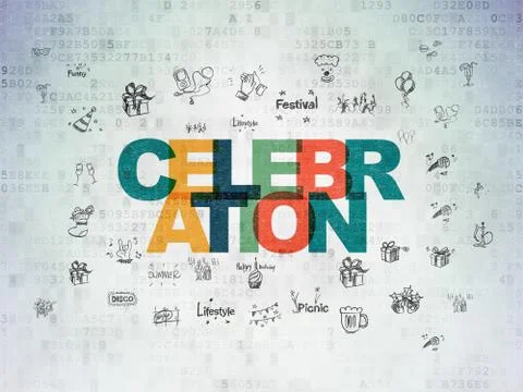 Holiday concept: Celebration on Digital Data Paper background 库存插图