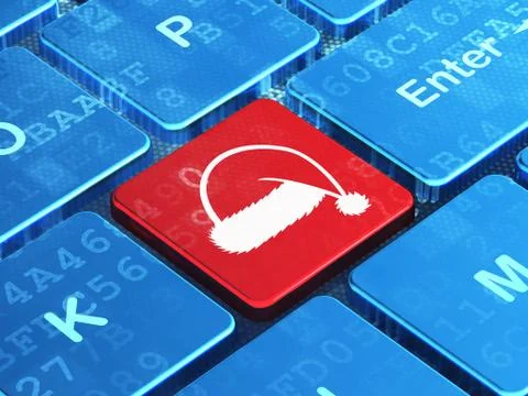 Holiday concept: Christmas Hat on computer keyboard background イラスト素材