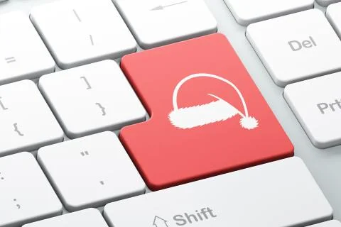 Holiday concept: Christmas Hat on computer keyboard background イラスト素材