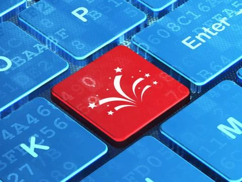 Holiday concept: Fireworks on computer keyboard background 스톡 일러스트
