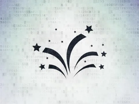 Holiday concept: Fireworks on Digital Data Paper background Stockillustratie