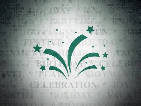 Holiday concept: Fireworks on Digital Data Paper background 스톡 일러스트