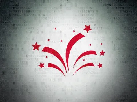 Holiday concept: Fireworks on Digital Data Paper background 库存插图