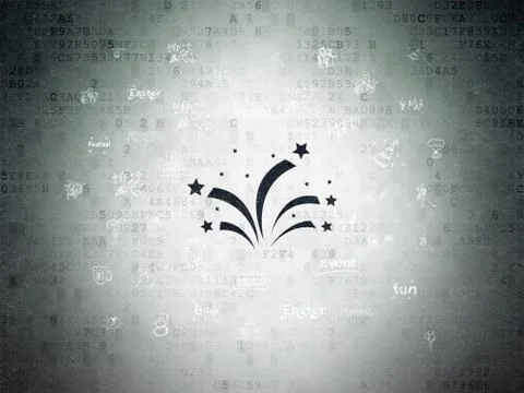 Holiday concept: Fireworks on Digital Data Paper background イラスト素材