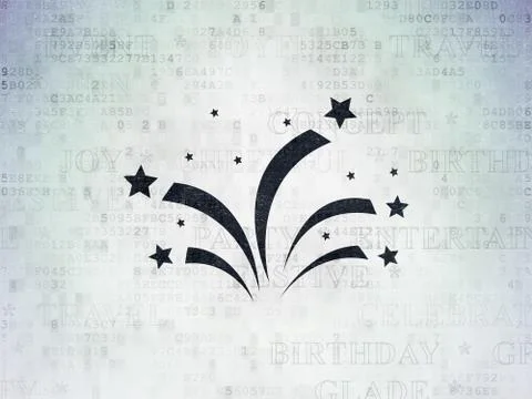 Holiday concept: Fireworks on Digital Data Paper background 스톡 일러스트