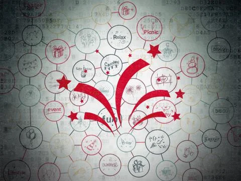 Holiday concept: Fireworks on Digital Data Paper background Illustrazione stock