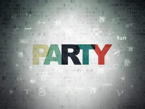 Holiday concept: Party on Digital Data Paper background 库存插图