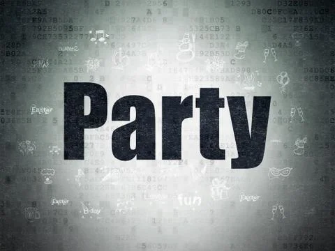 Holiday concept: Party on Digital Data Paper background 스톡 일러스트