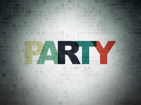 Holiday concept: Party on Digital Data Paper background 库存插图