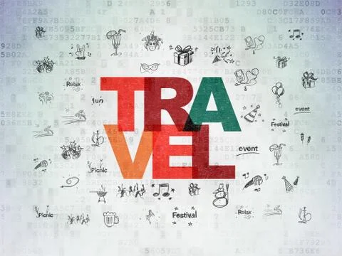 Holiday concept: Travel on Digital Data Paper background Stockillustratie