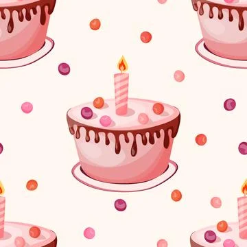 Holiday cooking seamless pattern. Cupcake, cake, sweet pastry, cupcake with Stock Illustration