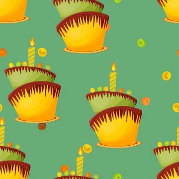 Holiday cooking seamless pattern. Cupcake, cake, sweet pastry, cupcake with Stock Illustration