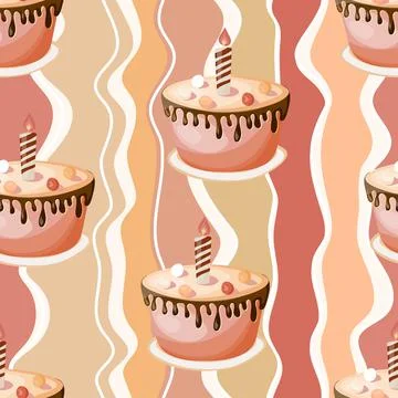 Holiday cooking seamless pattern. Cupcake, cake, sweet pastry, cupcake with Illustrazione stock