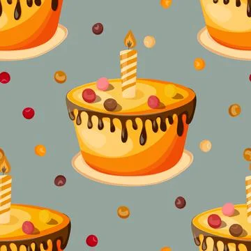 Holiday cooking seamless pattern. Cupcake, cake, sweet pastry, cupcake with Illustrazione stock