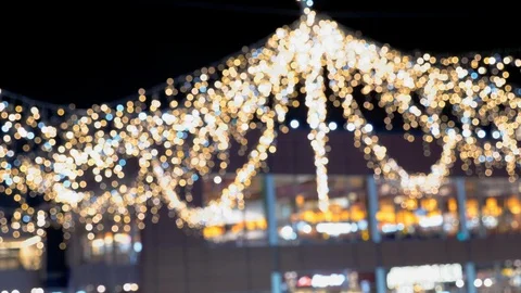 Holiday decorations in city square Stock Footage 101216377