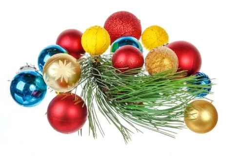 Holiday decorations isolated on white background Stock Photos