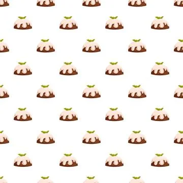 Holiday dessert pudding cake seamless pattern design Stock Illustration