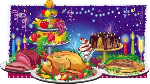 Holiday dinner Stock Illustration