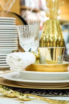 Holiday dinner table Stock Photos