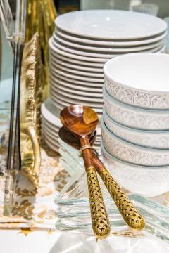 Holiday dinner table Stock Photos