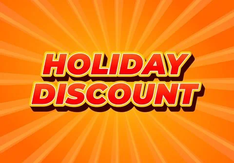 Holiday discount. Text effect in 3D look with eye catching colors 스톡 일러스트