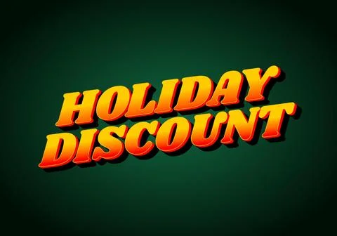 Holiday discount. Text effect in 3D look with eye catching colors 스톡 일러스트
