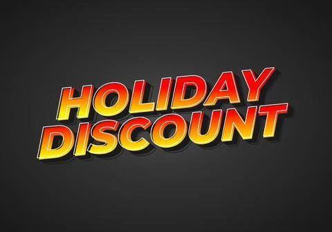 Holiday discount. Text effect in 3D look with eye catching colors 스톡 일러스트