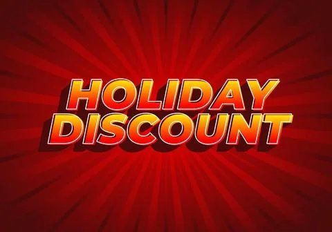 Holiday discount. Text effect in 3D look with eye catching colors 스톡 일러스트