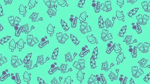 Holiday doodle a summery pattern of beachthemed doodles perfect 스톡 동영상 334368455