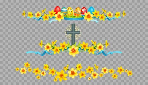 Holiday Easter borders on transparent background Stock Illustration