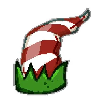 Holiday elf santa hat pixel art vector illustration Stock Illustration