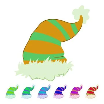 Holiday elf santa hat vector cartoon graphic Stock Illustration