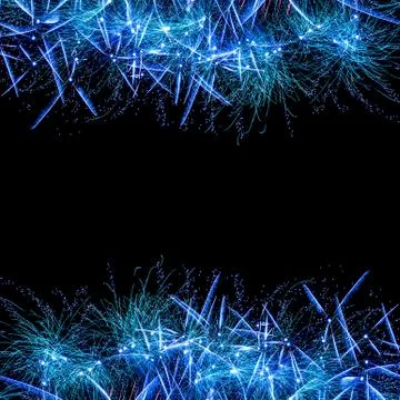 Holiday firework border Stock Photos