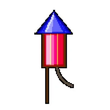 Holiday firework rocket pixel art vector illustration Illustrazione stock