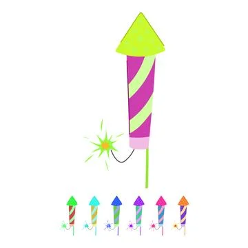 Holiday firework rocket vector cartoon graphic Stock Illustration