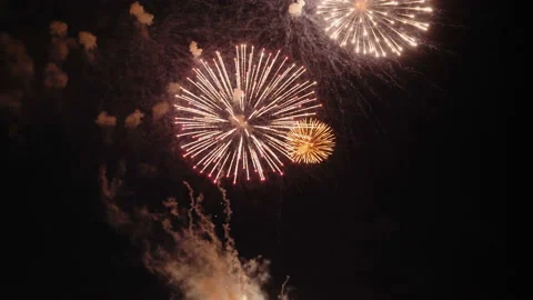 Holiday fireworks on dark background Video stock 92260685