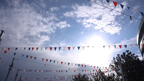 Holiday flags on a rope Stock Footage 102322114