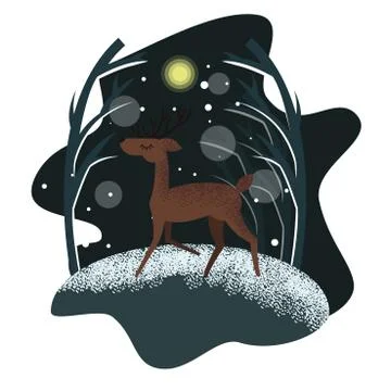 Holiday flat deer illustration Stock Illustration