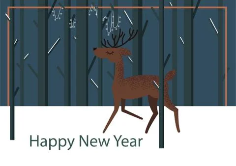 Holiday flat deer illustration Stock Illustration