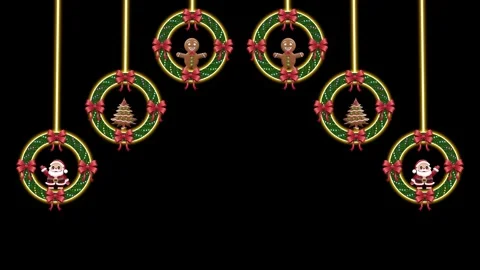 Holiday garland frames featuring festive winter figures Video stock 323622691