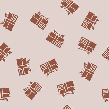 Holiday gift box glyph vector seamless pattern Illustrazione stock