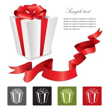 Holiday gift box icon set isolated background. Greeting decor Illustrazione stock