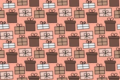 Holiday gift box vector seamless pattern Stock Illustration